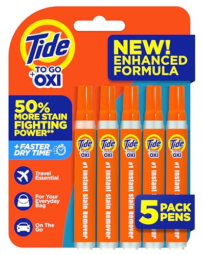 Tide Stain Remover for Clothes, Tide To Go Pen, Instant Stain & Spot Remover for Clothes, Travel & Pocket Size, 5 Count (Pack of 1) (Packaging May Vary)