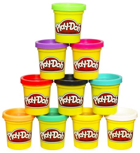 Play Doh Modeling Compound 10-Pack Case of Assorted Colors, Non-Toxic 2 oz. Cans, Back to School Gifts, Prizes, & Party Favors, Preschool Toys for Kids, Ages 2+ (Amazon Exclusive)