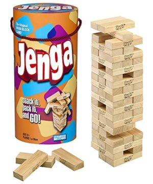 Hasbro Gaming Jenga Wooden Blocks Stacking Tumbling Tower Game | Party Games for Kids & Families | Stocking Stuffers | Ages 6+ (Amazon Exclusive)
