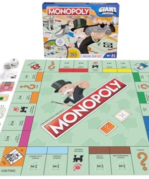 Spin Master Games, Monopoly Giant Edition, Classic Family Board Game for Indoor & Outdoor Play with Oversized Board, Screenless Activity, 2-4 Players, for Ages 6 & Up
