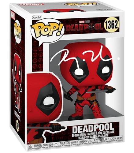 Ryan Reynolds Deadpool 3#1362 Facsimile Signed Reprint Laser Autographed Funko POP! Movies Marvel Universe Figurine with Protector Case