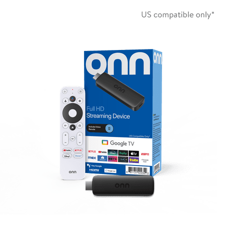 onn Full HD Streaming Device, Google TV - Fast Streaming, 8GB Storage, 1.5GB RAM, Remote with Voice Control