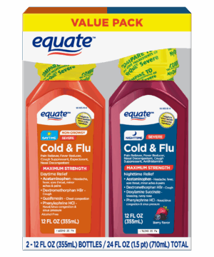 Equate Max Strength Severe Cold & Flu Relief Daytime and Nighttime Combo Pack, 12 fl oz