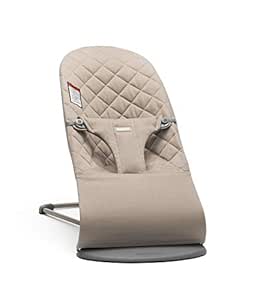 BabyBjörn Bouncer Bliss, Sand Gray, Woven, Classic Quilt | 2-in-1 Adjustable Baby Bouncer Seat and Toddler Chair, Newborn to Toddler (8-29 lbs), 4 Positions, Lightweight & Portable