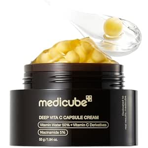 medicube Deep Vitamin C Golden Capsule Face Moisturizer - Liposome Capsules For Wrinkles, Skin Radiance - Transparent Gel for Glow Hydration - Korean Skin Care 1.94 oz
