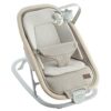Qutanix 2-in-1 Baby Bouncer & Rocker,Portable Baby Bouncer Seat for Babies 0-9 Months, Baby Rocking Chair with 3 Reclining Positions,Wood Accents,Soft Newborn Insert - Beige
