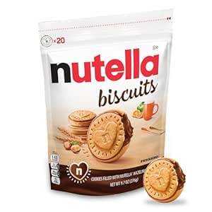 Nutella Biscuits Cookies Filled with Nutella Hazelnut Spread, Sweet Snack Pack, Holiday Christmas Cookies, 9.7 oz