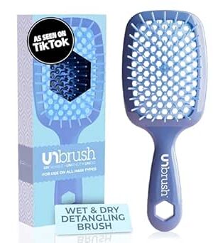 FHI Heat UNbrush Detangling Brush for Pain-Free Brushing on All Wet or Dry Hair Types — Durable DuoFlex Anti-Static Bristles, Lightweight Handle, Vented Hair Brush