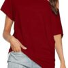 Teepie Short Sleeve Shirts for Women Off The Shoulder Oversized Tshirts Date Night Flowy Boat Neck Tops