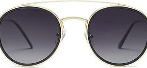 SOJOS Retro Vintage Round Polarized Sunglasses for Women Men Small Double Bridge Circle Sunnies SJ1104