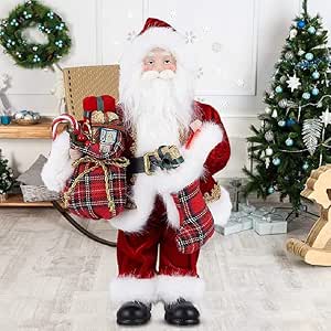 Uten 12" Santa Claus, Christmas Figurine Figure Decor with Christmas Sock and Gifts Bag for Holiday Party Home Decoration…