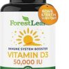 ForestLeaf Vitamin D3 50,000 IU | VIT D - Kosher VIT D3 Vitamin D Supplement for Women and Men | Bone Health, Teeth, Immune Support | Weekly Dose, 2-Year Supply, 120 Caps