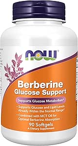 NOW Foods Supplements, Berberine Glucose Support, Combined with MCT Oil for Optimal Berberine Absorption, 90 Softgels