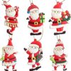 6pcs Christmas Ornaments Cute Santa Claus Xmas Tree Decorations Santa Plastic Figurines Ornaments with Red Santa Claus for Christmas Tree Hanging Party Ornaments DIY Decor 3 Inch Tall