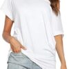 Teepie Short Sleeve Shirts for Women Off The Shoulder Oversized Tshirts Date Night Flowy Boat Neck Tops