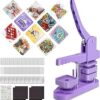 Square Magnet Button Maker Press Machine with 100 Sets Square Badge Making Supplies 2'' x 2'', Custom Fridge Badges – Ideal for Parties, Events, Business, School