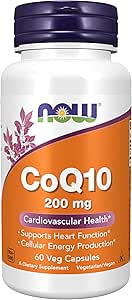 NOW Foods Supplements, CoQ10 (Coenzyme Q10) 200 mg, Cardiovascular Health*, 60 Veg Capsules