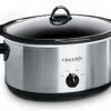 Crock-Pot 7 Quart Oval Manual Slow Cooker, Stainless Steel (SCV700-S-BR), Versatile Cookware for Large Families or Entertaining