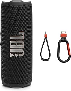 JBL Flip 7 - Portable Waterproof and Drop-Proof Speaker, Bold Pro Sound with AI Sound Boost, 16Hrs of Playtime, and PushLock System with Interchangeable Accessories (Black) (Renewed)