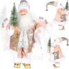 Gfilay 18 inch Battery Operated Animated Santa Claus in Latte Gold, Musical Christmas Figurine with 6 Classic Songs and Moving Head and Hands – Elegant Holiday Home Decor for Mantel or Table Display