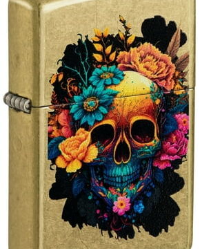 Zippo Blooming Skull Street Brass Pocket Lighter