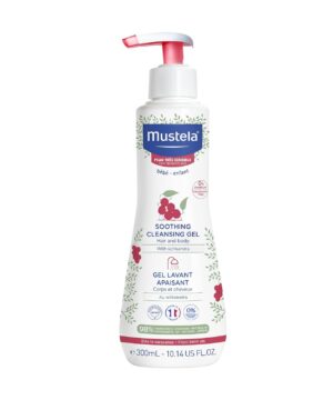 Mustela Baby Soothing Cleansing Gel - Fragrance-Free Hair & Body Wash for Very Sensitive Skin - with Natural Avocado Perseose & Schizandra Berry - 10.14 fl. oz.