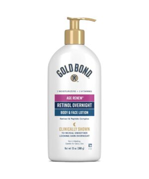 Gold Bond Age Renew Retinol Overnight Body & Face Lotion, Retinol Face and Body Lotion with Peptide Complex, 13 oz