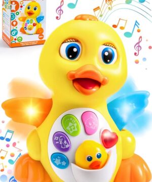 JOYIN Baby Toys Duck, Infant Dancing Crawling Musical Toys 18+ Months, Tummy Time Light Up Learning Duck with Music & Lights, Baby Easter Basket Stuffers Gifts