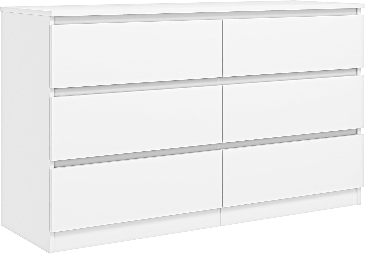 Vibe & Dine White Dresser 6 Drawer, Modern Double Dresser for Bedroom, Wood Chest of Drawers with Wide Storage for Living Room