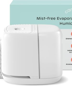 Canopy Bedside Humidifier 2.0, White, 36 HR Run Time, 2.5L Capacity - Reading Light & White Noise - Alleviate Symptoms of Allergies, Flu, Cold, Dry Skin - Humidifier, Filter, Power Cord & Adapter