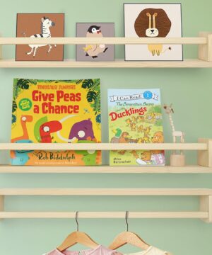 storenization Floating Book Shelves for Wall, 23.6 inch Nural Wood Nursery Shelves for Book Storage, Solid Pine Wooden Floating Bookshelf for Bedroom Living Room, Set of 3, Unfurnished - DIY