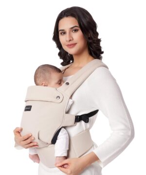 Momcozy Baby Carrier - Ergonomic, Cozy and Lightweight Carrier for 7-45lbs, Effortless to Put On, Ideal for Hands-Free Parenting, Enhanced Lumbar Support, Purehug for Infant to Toddler, Khaki