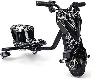 Drift Trike for Kids Ages 8+, Big Wheel Drifting Tricycle for Ages 8+, Kid Ride on Tricycles with Adjustable Seat, Ride-On Toy for Boys and Girls ﻿ (Black)