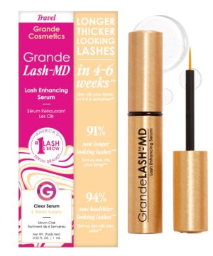 Grande Cosmetics GrandeLASH-MD Lash Enhancing Serum - Peptide & Vitamin Infused Formula for Longer, Thicker, Fuller Looking Lashes - Ophthalmologist Tested, Cruelty-Free