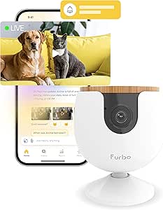 Furbo Mini Pet Camera - Unlock Camera w/Paid Plan: Home Security with Dog & Cat Safety Alerts, 2-Way Audio, Mountable Smart Cam w/Phone App (Low Risk Subscription Required, 3mo Min. Cancel Anytime)