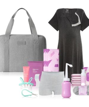 Frida Mom 30pc Pre-Packed Hospital & Diaper Bag Essentials Gift Set, Includes Labor, Postpartum, & Newborn Grooming Kit in One, Easy to Organize with Removable Toiletry Bags, & Suitcase Strap