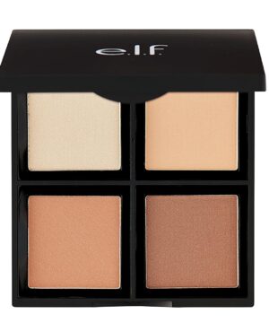 e.l.f. Contour Palette, 4 Shades, Customizable, Easy to Apply, Sculpts, Shades, Brightens, Light/Medium, Infused with Vitamin E, All-Day Wear, 0.56 Oz