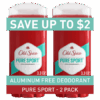 Old Spice Aluminum Free Men's Deodorant, High Endurance Pure Sport, 3.4 oz (2 Pack)