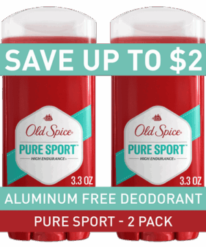 Old Spice Aluminum Free Men's Deodorant, High Endurance Pure Sport, 3.4 oz (2 Pack)