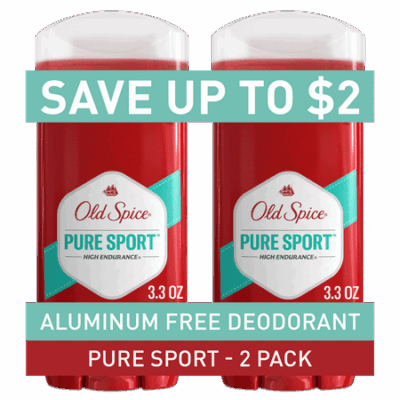 Old Spice Aluminum Free Men's Deodorant, High Endurance Pure Sport, 3.4 oz (2 Pack)