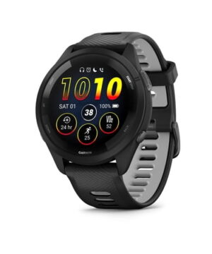 Garmin Forerunner 265 Running Smartwatch, Colorful AMOLED Display, Training Metrics and Recovery Insights, Black and Powder Gray