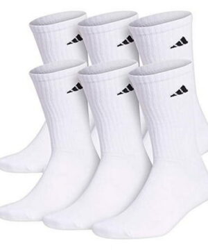 Adidas Men's Athletic Cushioned Crew Socks (6-Pair), White/Black, Large, (Shoe Size 6-12)