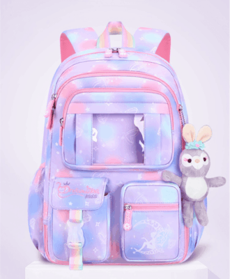 Backpacks for Girls with Charm,Schoolbags for Primary School Students In Grades 3-6,Waterproof Large-Capacity Backpacks,Dreamy Purple