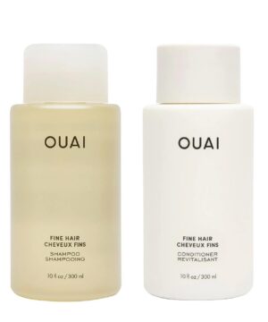 OUAI Fine Shampoo and Conditioner Set - Sulfate Free Shampoo and Conditioner for Women & Men - Made with Keratin, Marshmallow Root, Shea Butter & Avocado Oil - Free of Parabens & Phthalates (10 Fl Oz)