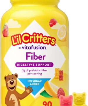 L’il Critters Fiber Daily Gummy Supplement for Kids, for Digestive Support, Berry and Lemon Flavors, 90 Gummies