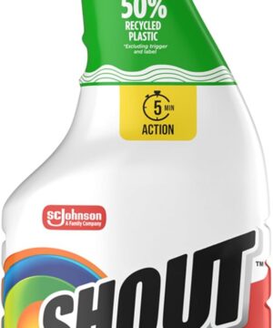 Shout Active Enzyme Laundry Stain Remover Spray, Triple-Acting Formula Clings, Penetrates, and Lifts 100+ Types of Everyday Stains - Prewash Spray 22oz