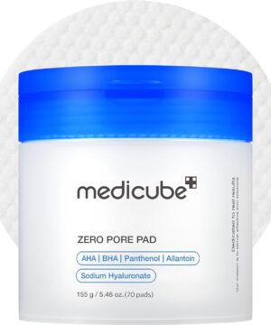 medicube Toner Pads Zero Pore Pad 2.0 | Dual-Textured Facial Pad for Exfoliation and Pore Care with 4.5% AHA Lactic Acid, 0.45% BHA Salicylic Acid | Ideal for All, Korean Skin Care, 70 Pads (1 Pack)