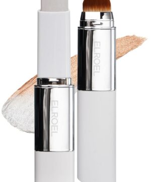 Blanc Cover Cream Stick V White - Korean Color-Changing Foundation Stick with Volufiline - Medium to Full Coverage Dewy Finish Base Makeup - Dual-Ended with Detachable Brush (202 Natural)