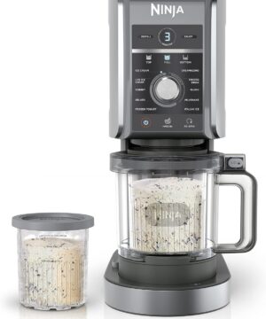 Ninja CREAMi Deluxe Ice Cream Maker, Treats and Frozen Desserts, Sorbet, Milkshakes, Yogurt and More, 11-in-1 Programs, XL Capacity, Includes Two 24-oz Family-Size Tubs, Silver, NC501