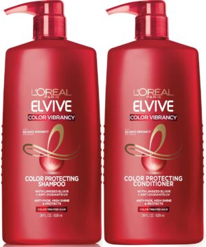 L'Oreal Paris Elvive Color Vibrancy Protecting Shampoo and Conditioner Set for Color Treated Hair, 28 Fl Oz (Set of 2)